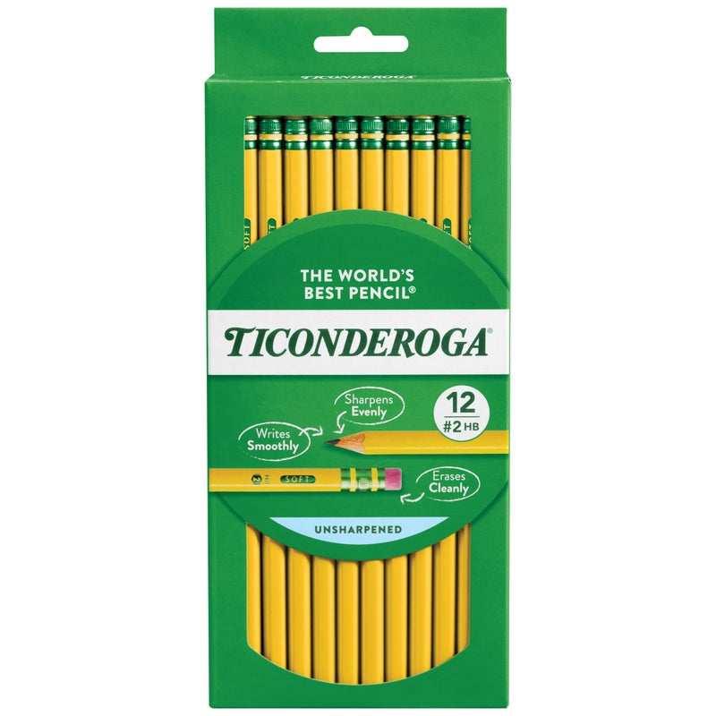 Ticonderoga Wood-Cased Pencils  Unsharpened  2 HB Soft  Yellow  12 Count - Image 1